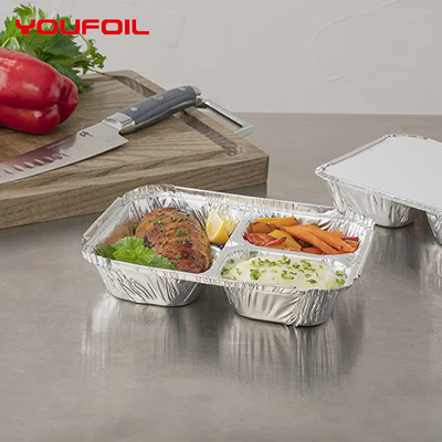 खरीदें कई कम्पार्टमेंट ले जाएं डिस्पोजेबल एल्युमिनियम फॉयल ट्रे online manufacture