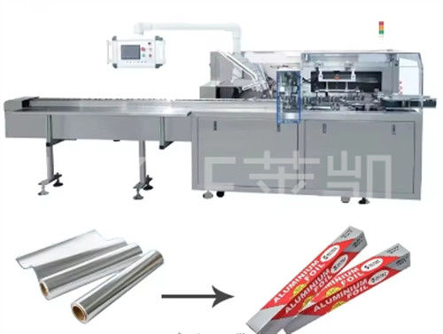 गुणवत्ता  1500kg Automatic Cartoning Machine For Small Foil Roll Packing 30-60 Boxes/min कारखाना