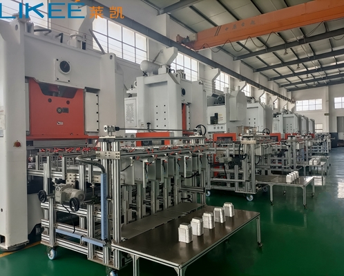 सिमेंस मोटर के साथ 380V 70 स्ट्रोक हाई वर्किंग स्पीड एल्युमिनियम फॉयल कंटेनर प्रोडक्शन लाइन