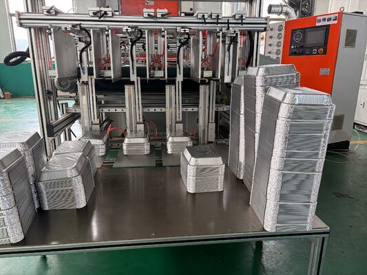 LK-T80 गोल आकार 8011 एल्यूमीनियम पन्नी खाद्य कंटेनर सिल्वर रंग बनाने की मशीन